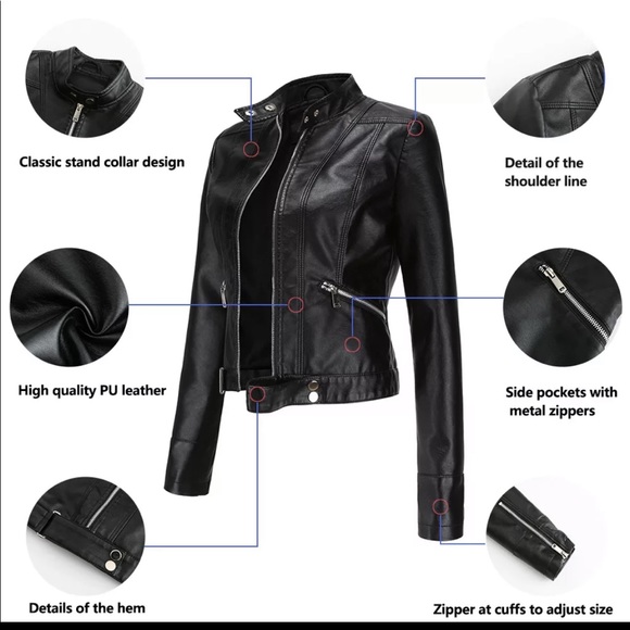 🎉New Fall Fashion Motto Biker PU Leather Jacket - Picture 4 of 12